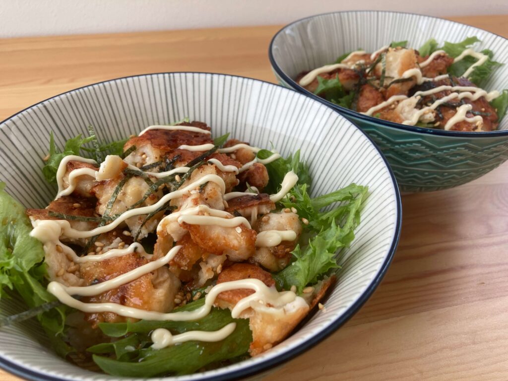 奥さんお手製の唐揚げ丼