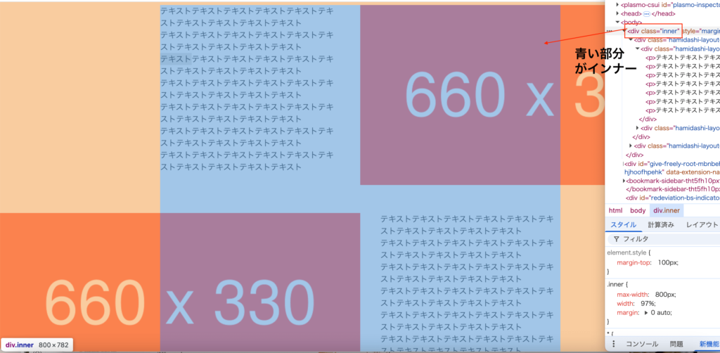 画像だけを inner からはみ出しつつ片側に固定(sticky)する